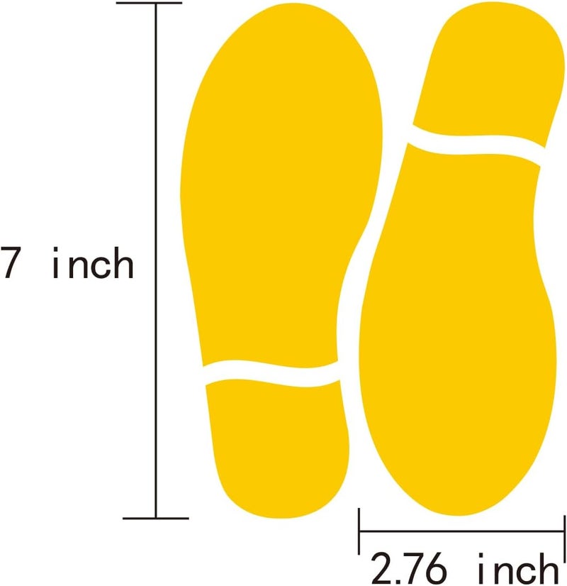 CAOCAOOO 20 Pairs 40 Prints Shoe Stickers 7 Inch Footprints Floor Decals Stickers Feet Distance Floor Sign Party Decor Guide (Yellow) - Image 2